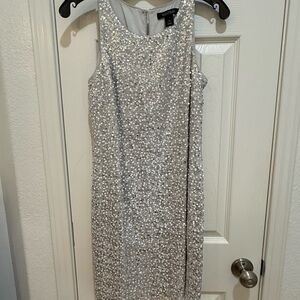 White House Black Market Silver Sheath Mini Dress